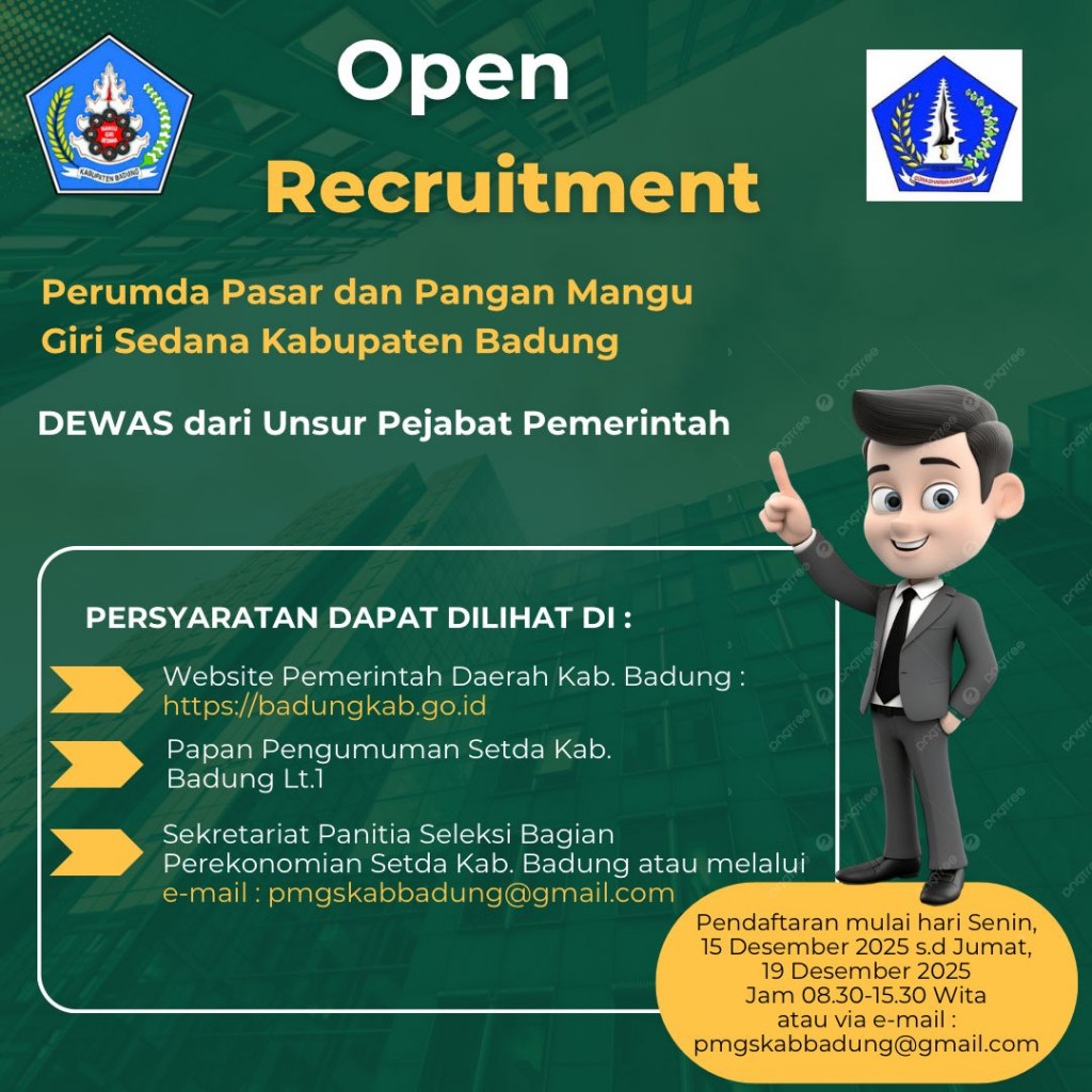 Open Recruitment DEWAS Perumda Pasar dan Pangan Mangu Giri Sedana Kabupaten Badung