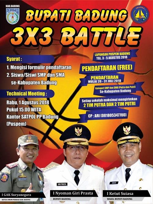 Pengcab. Perbasi Badung Gelar Kejuaraan Bola Basket Bupati Badung 3X3 Battle 2018, Perebutkan Total Hadiah 50 Juta